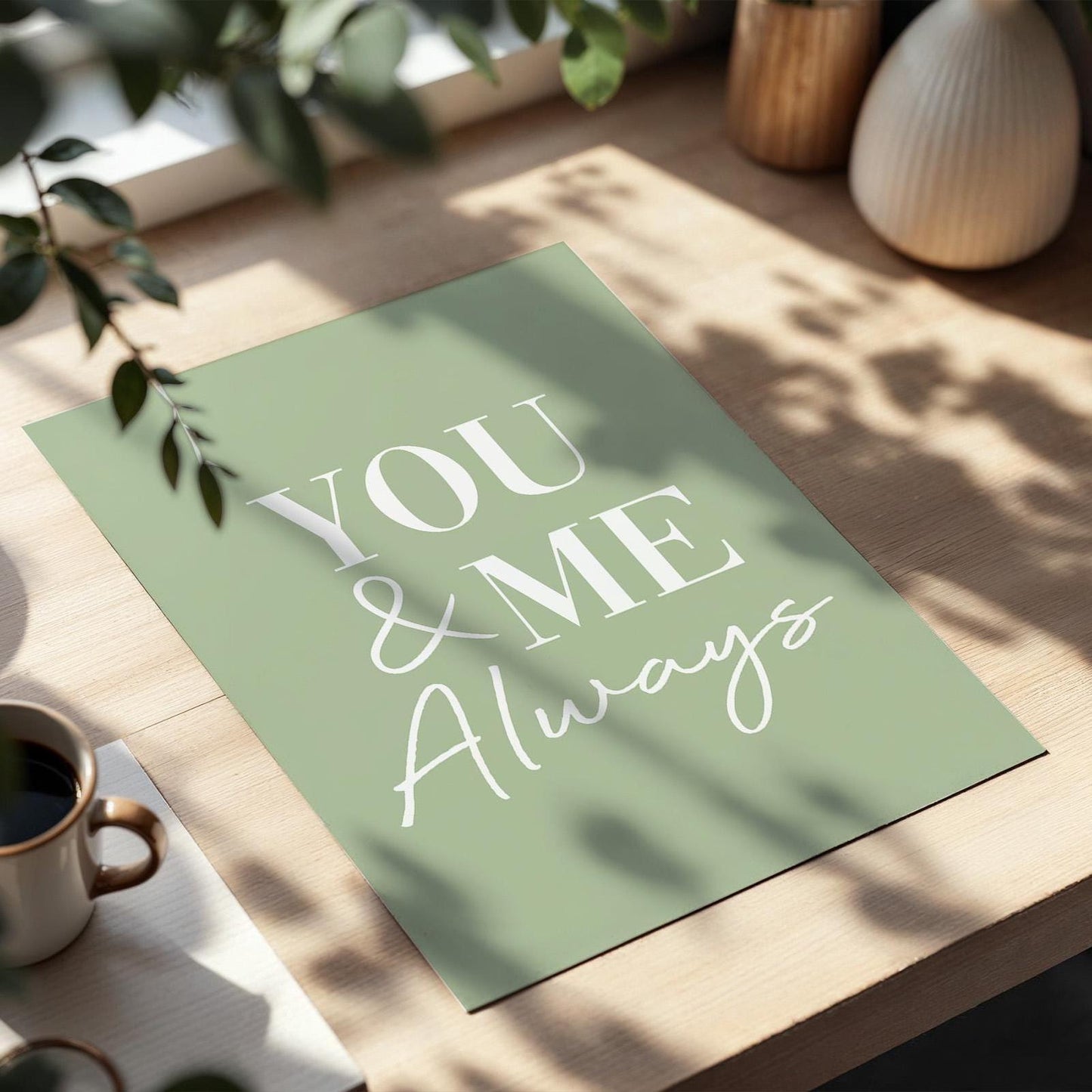 You and Me Always Art Print, Couples Bedroom Wall Decor, Sage Green