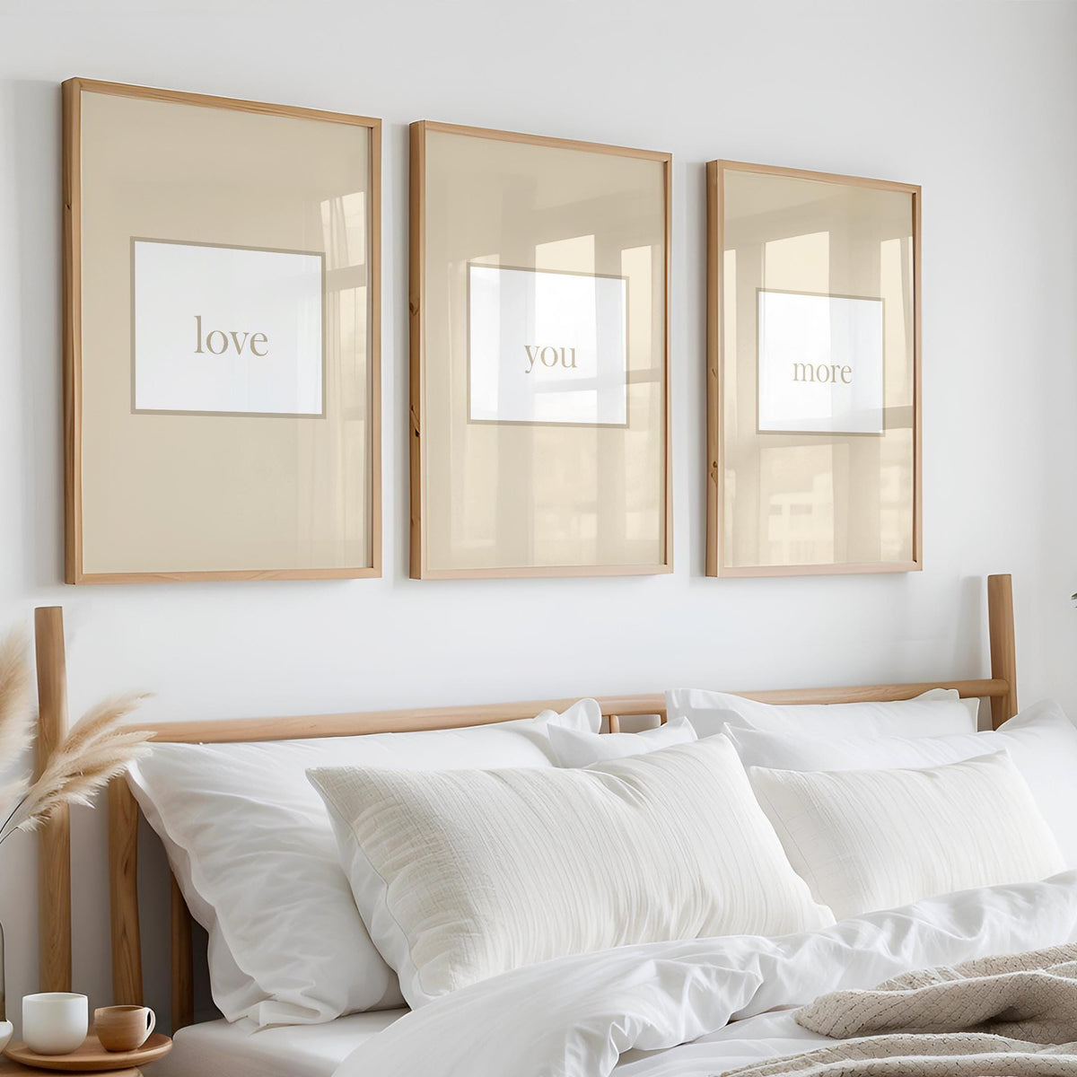 Set of Three Beige Love You More Wall Prints