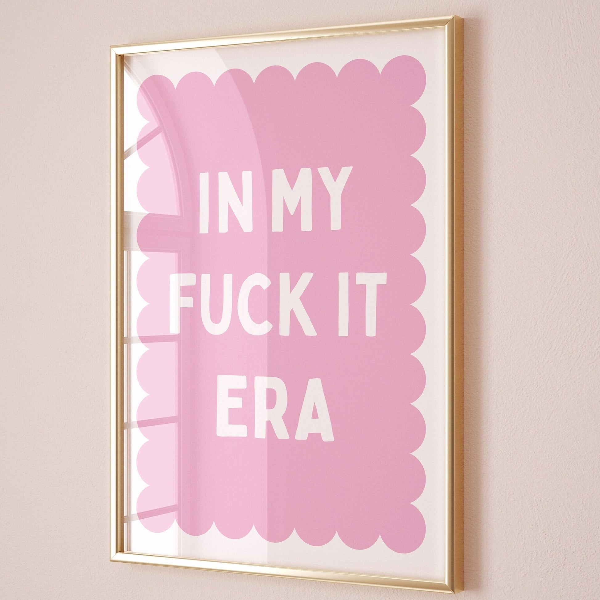 in my fuck it era pink and white scallop border print