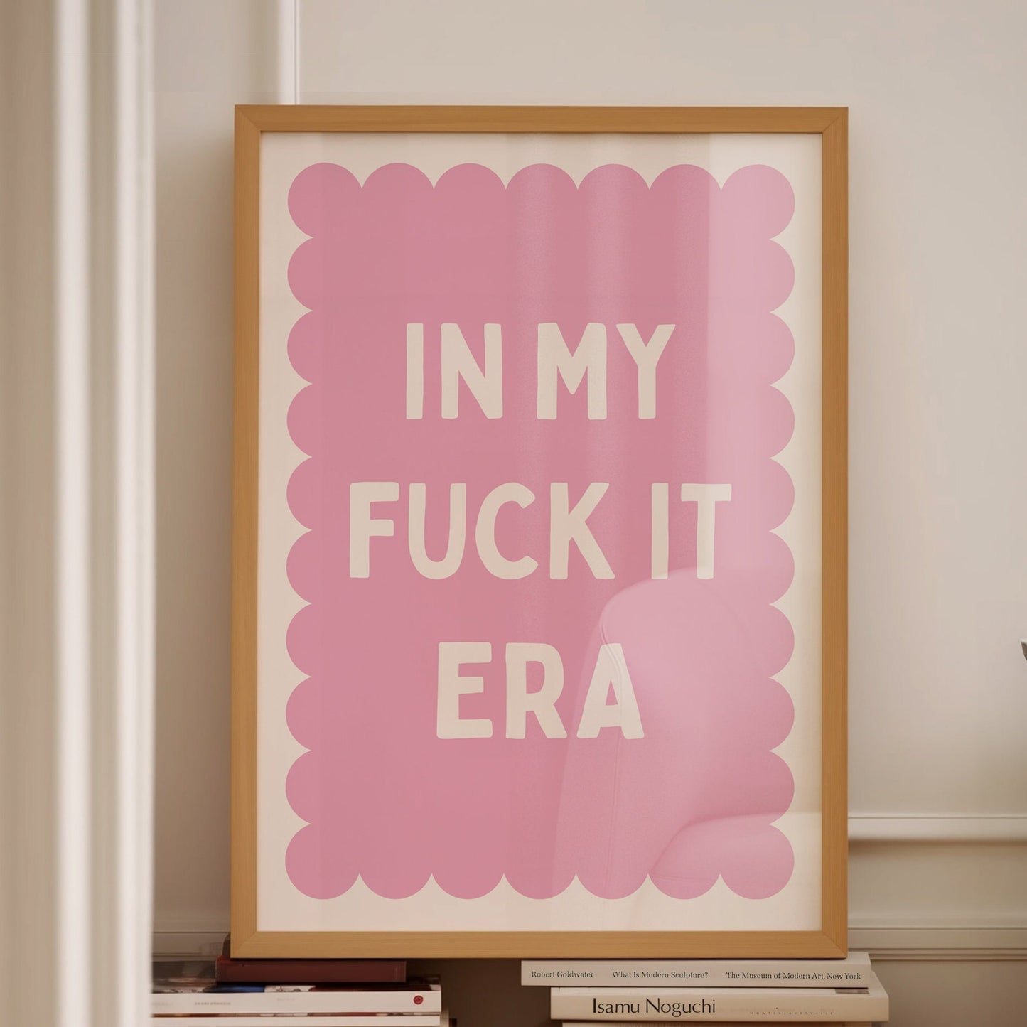 in my fuck it era pink and white scallop border