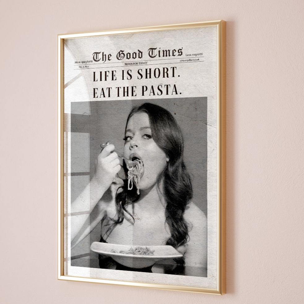 newspaper pasta wall print