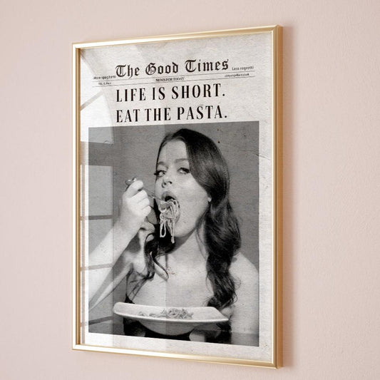 newspaper pasta wall print