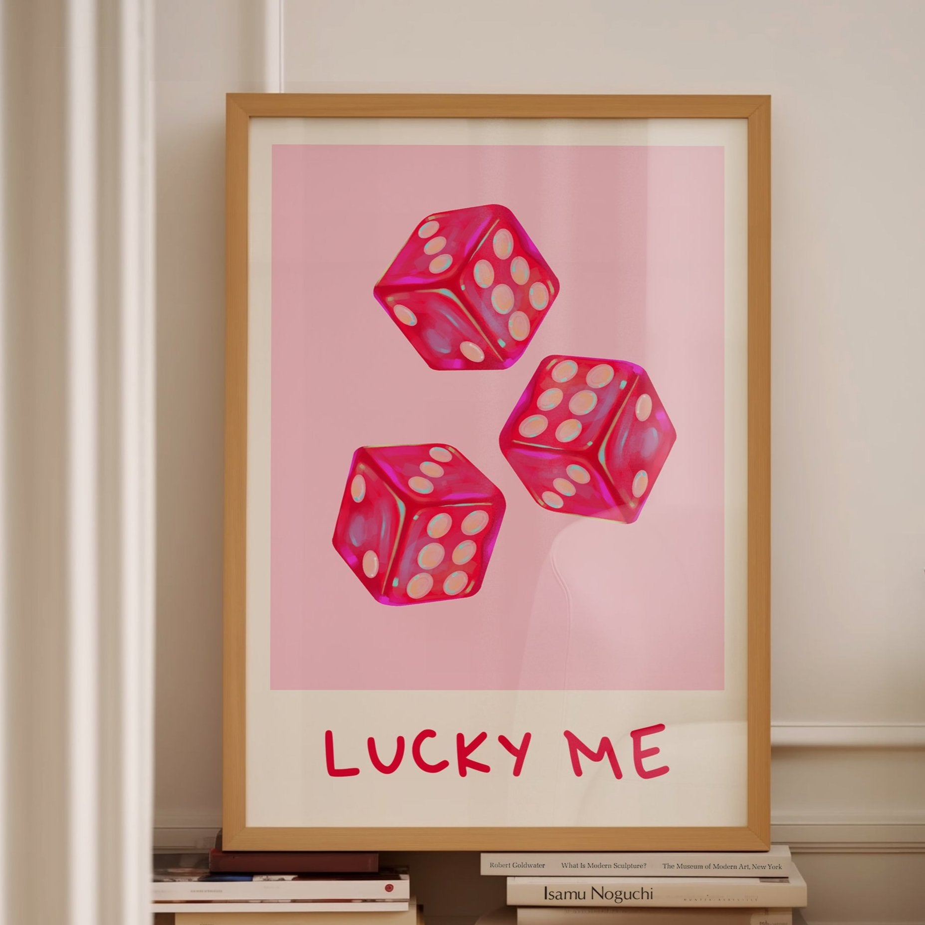 lucky me pink dice print