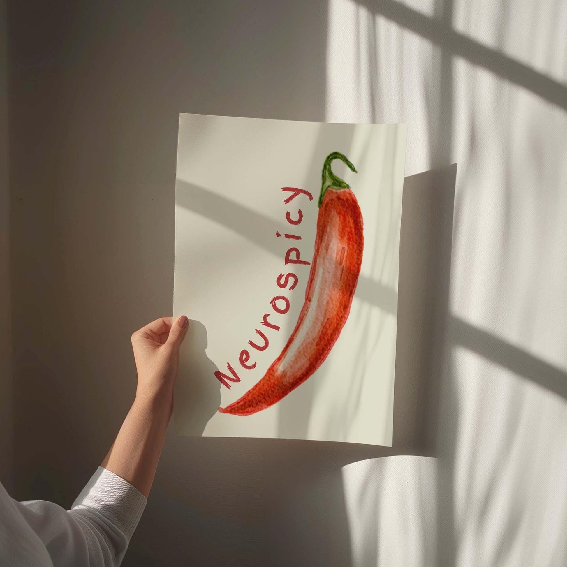 neurospicy red chilli pepper wall art print