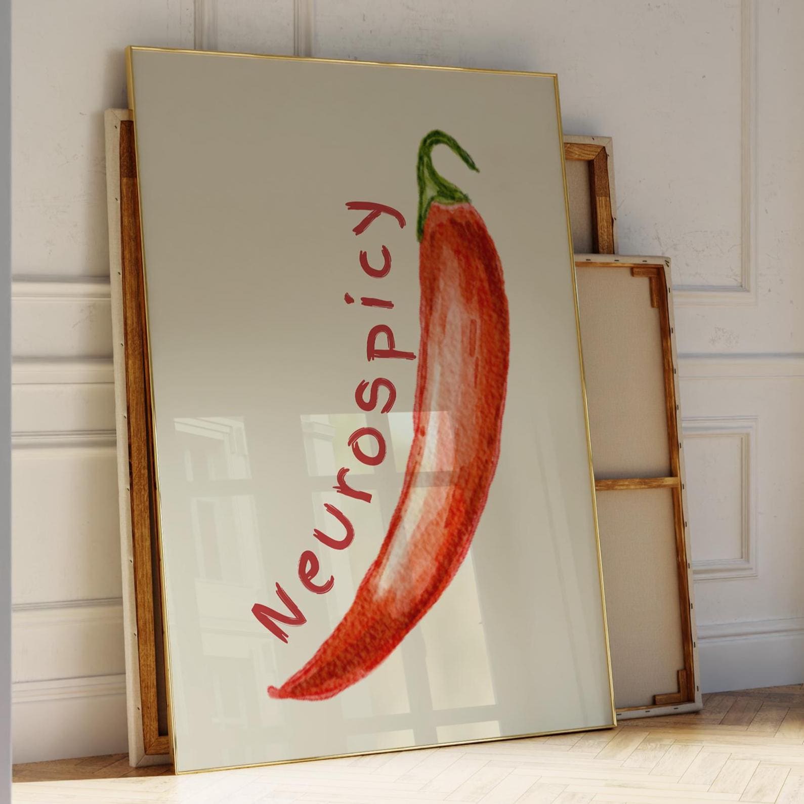 neurospicy red chilli pepper wall art print
