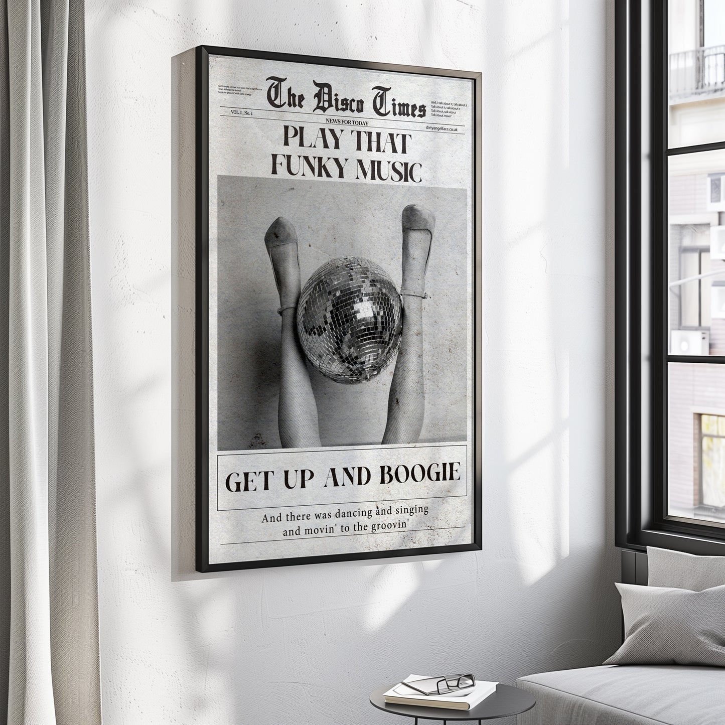 newspaper retro disco wall print