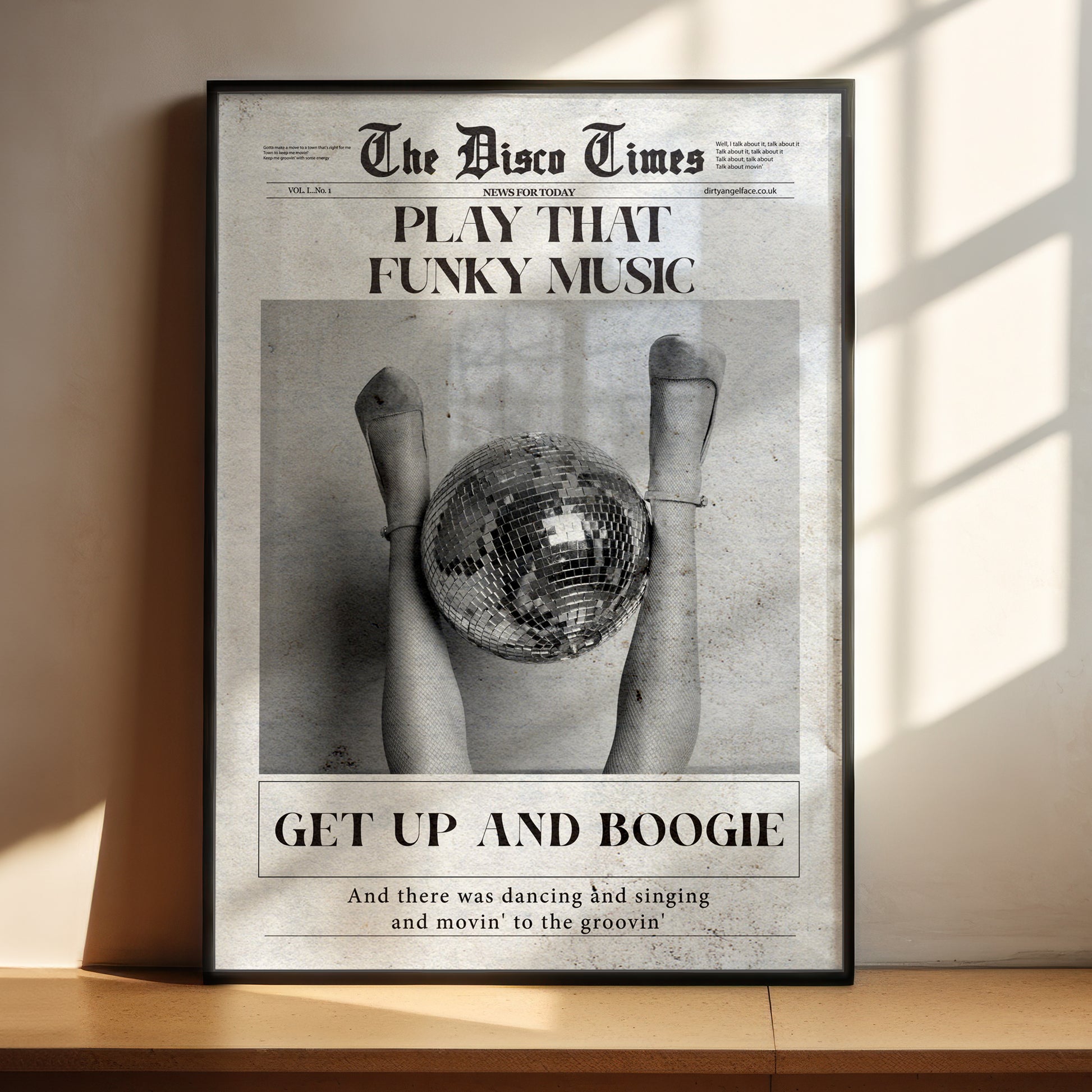 newspaper retro disco wall print