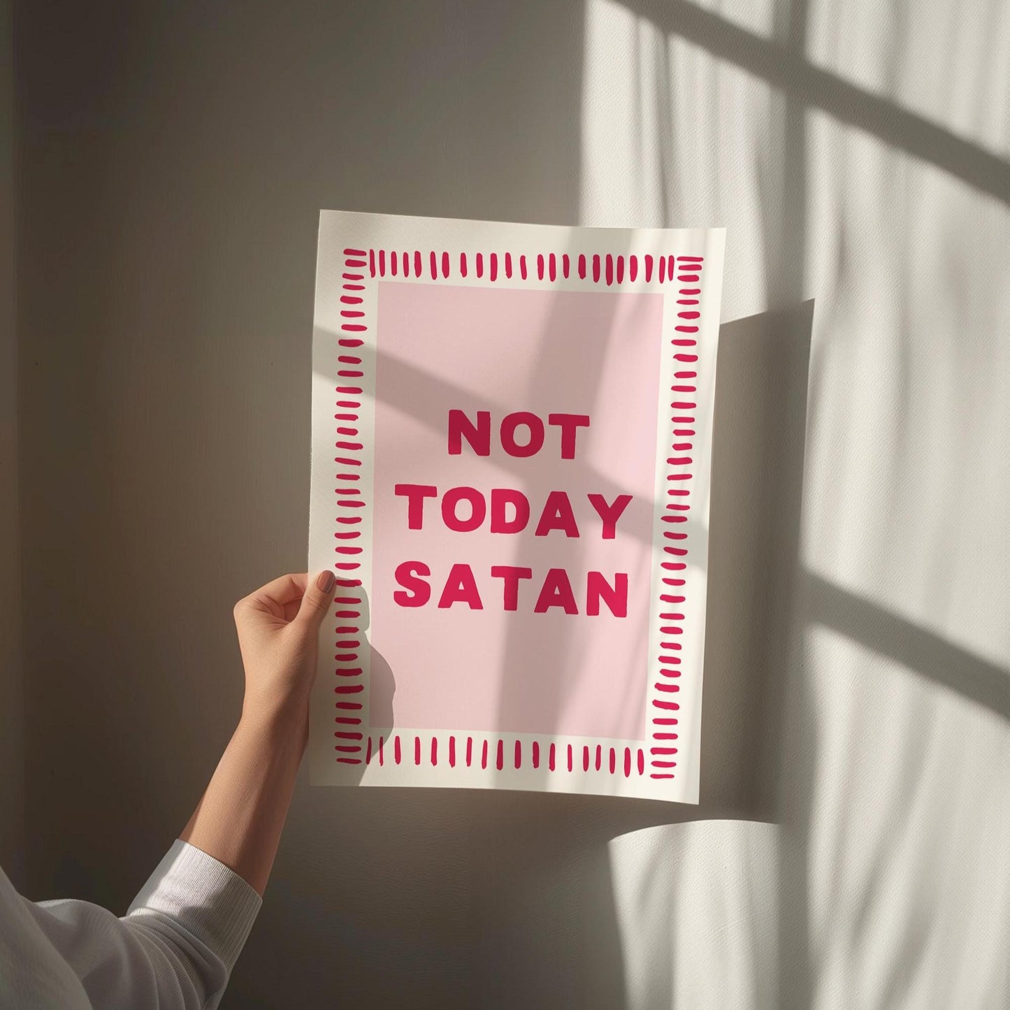 not today Satan pink and red wall art print
