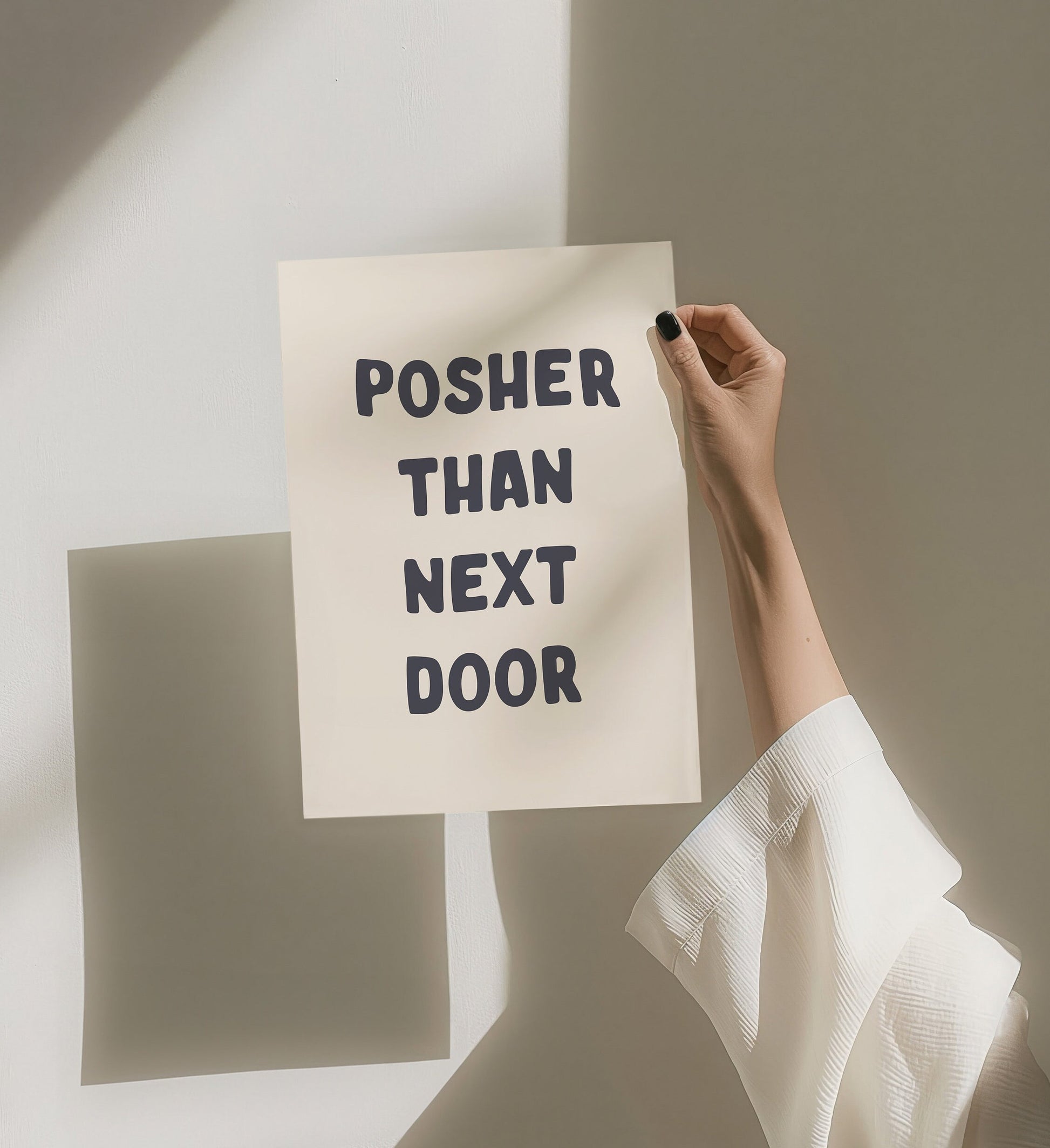 Posher Than Next Door, Wall Print, Unframed Card Art Print, Funny Home Wall Decor