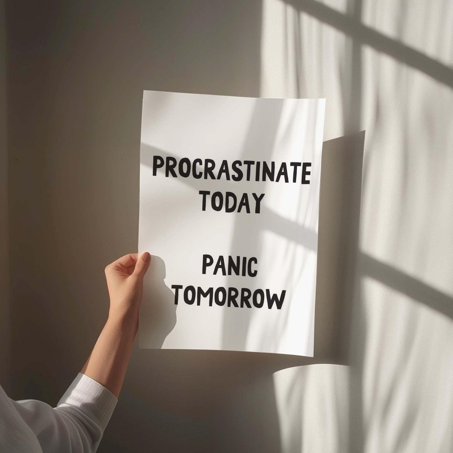 procrastinate today panic tomorrow wall art print