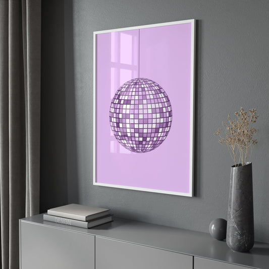 Purple Disco Ball Wall Print, Unframed Card Art Print