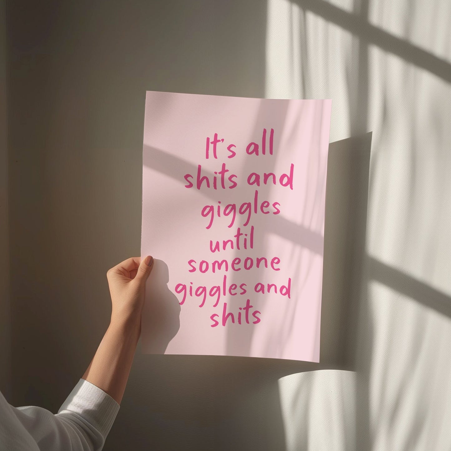 It's All Shits And Giggles, Pink Wall Print, Unframed Card Art Print