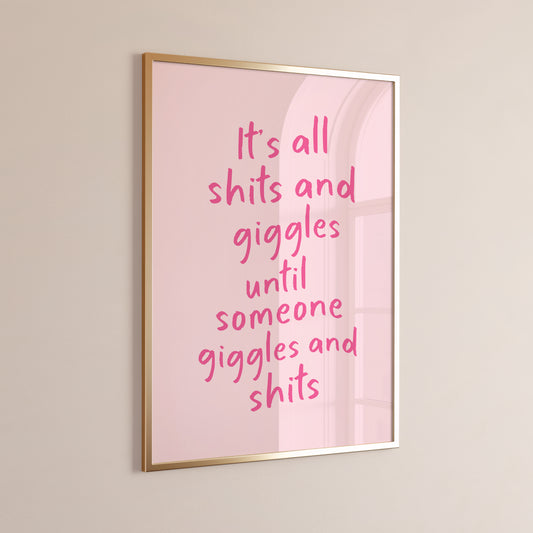 It's All Shits And Giggles, Pink Wall Print, Unframed Card Art Print