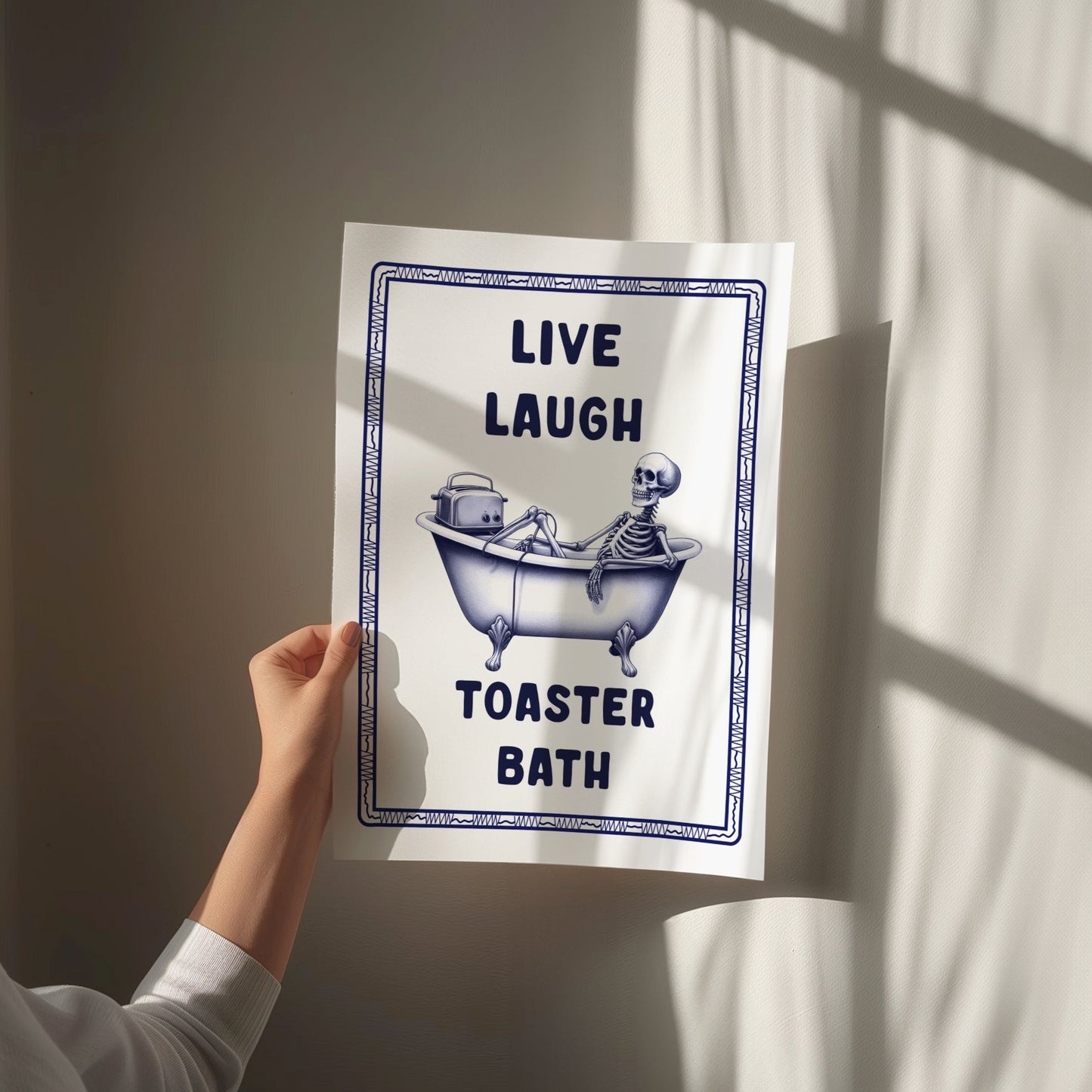 Live Laugh Toaster Bath, Unframed Card Art Print, Funny Bathroom Wall Art