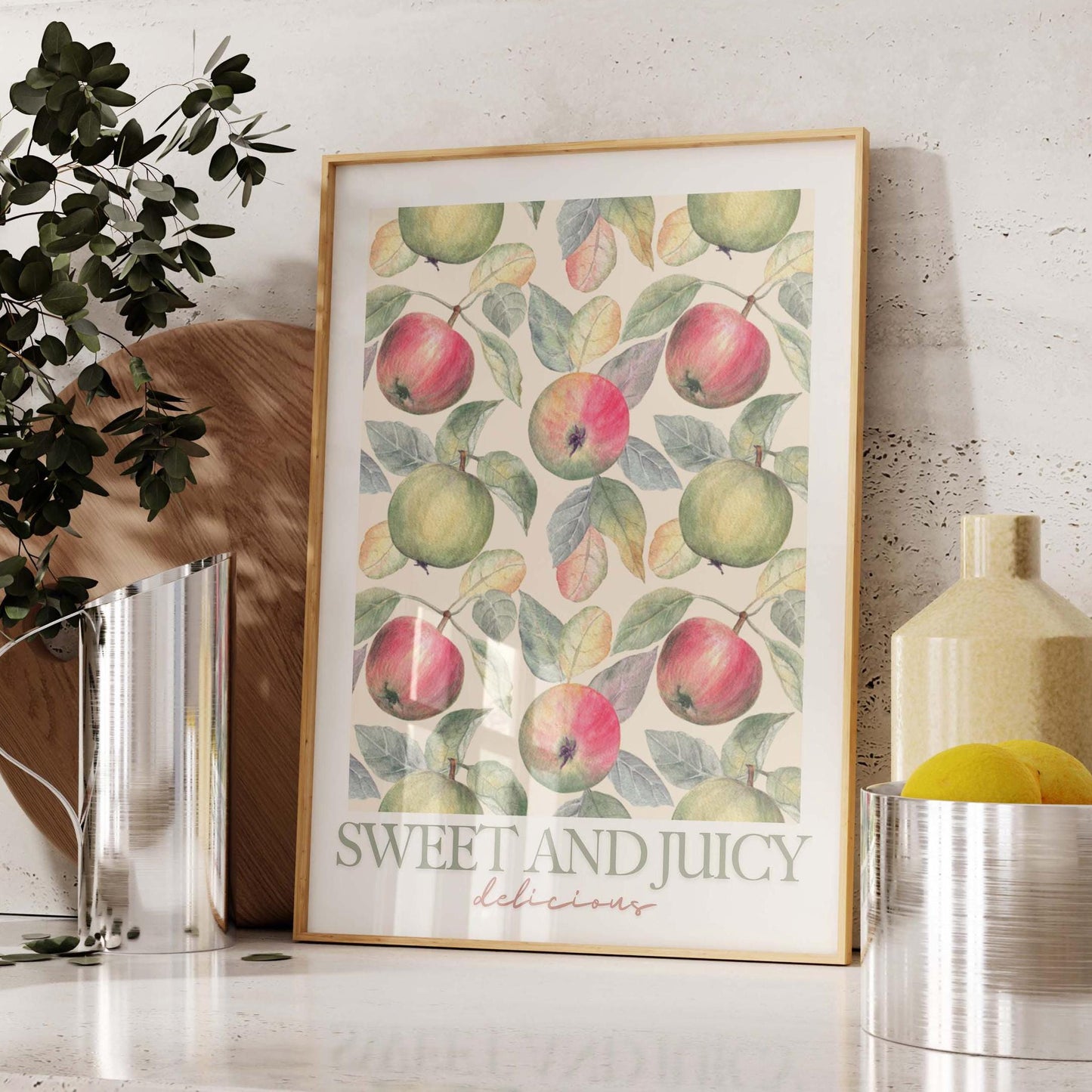 vintage fruit apple kitchen wall print
