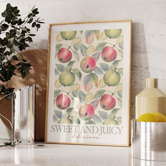 vintage fruit apple kitchen wall print