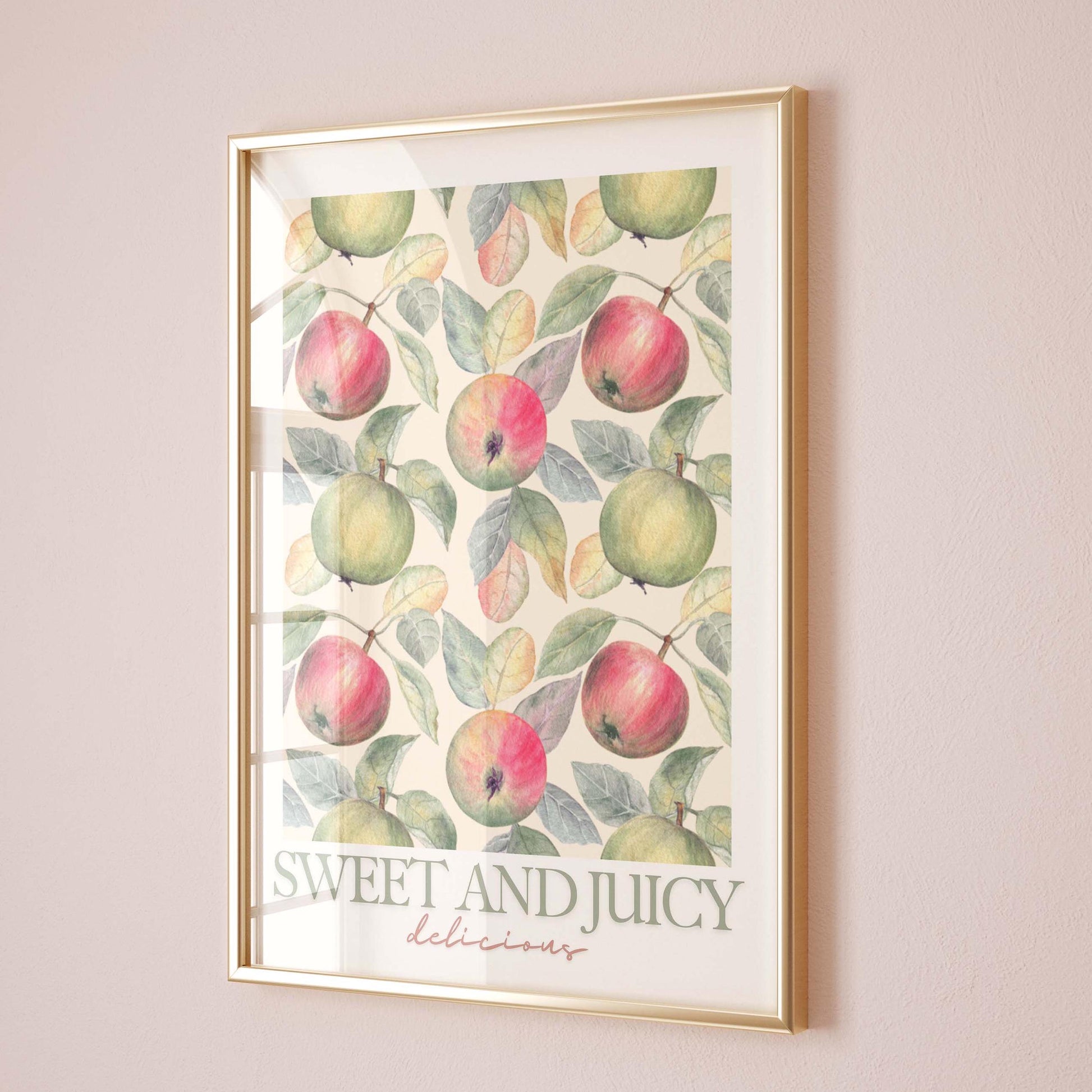 vintage fruit apple kitchen wall print